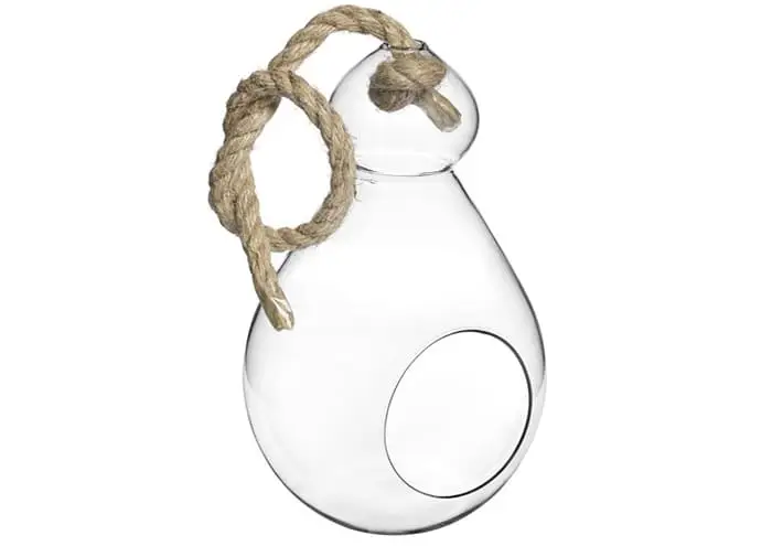 Vaso da appendere vetro foro anteriore corda grezza diametro 12 h16 cm - immagine 2