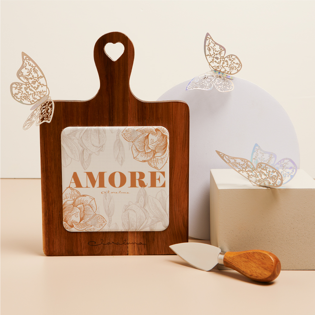 Claraluna – Tagliere “Amore” c/coltellino 25057c - immagine 2