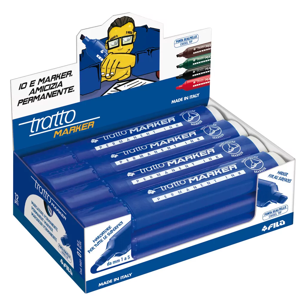 Marcatore Tratto Marker: blu, 5 mm, punta scalpello, bar. da 20 pz. - immagine 3