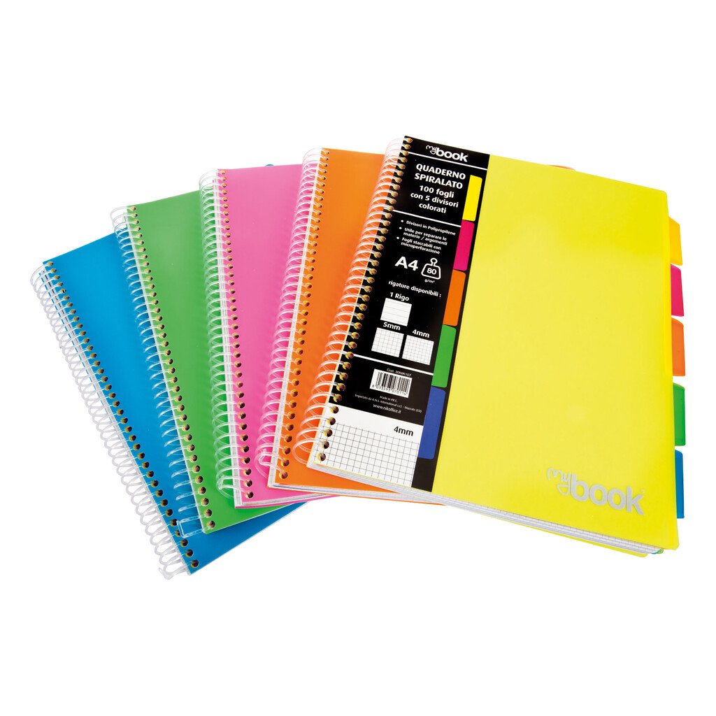 Maxi Spiralato MyBook: A4, rigatura 5 mm, 100 fogli, 80 g/mq, con 5 divisori - immagine 2