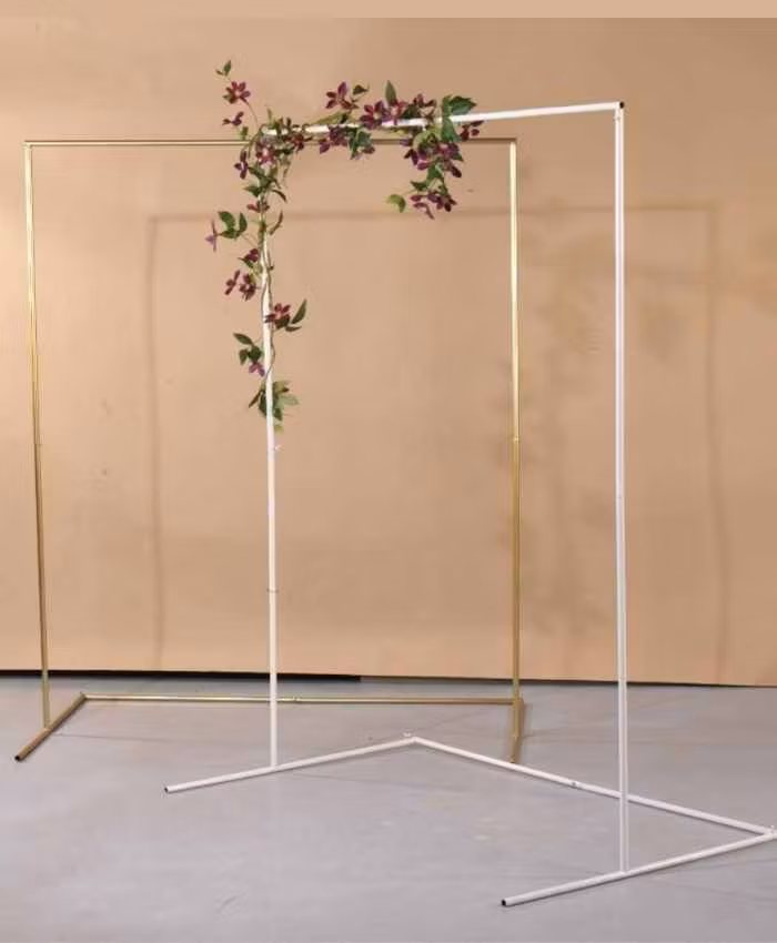 Arco sposi rettangolare metallo oro ampia base appoggio cm 160 h200 - immagine 2