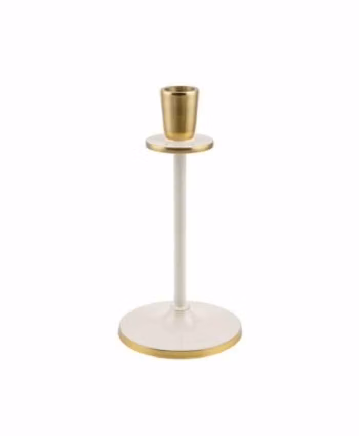 Porta candela in alluminio oro e avorio per allestimenti diametro 10 alto 15 cm - immagine 2