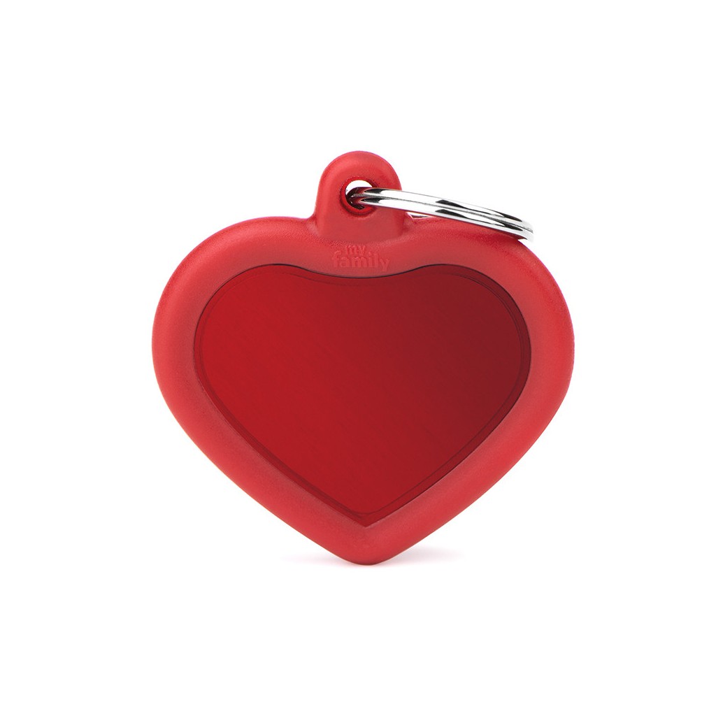 Medaglietta Cuore Alluminio Rosso Con Gomma Rossa personalizzata - immagine 2