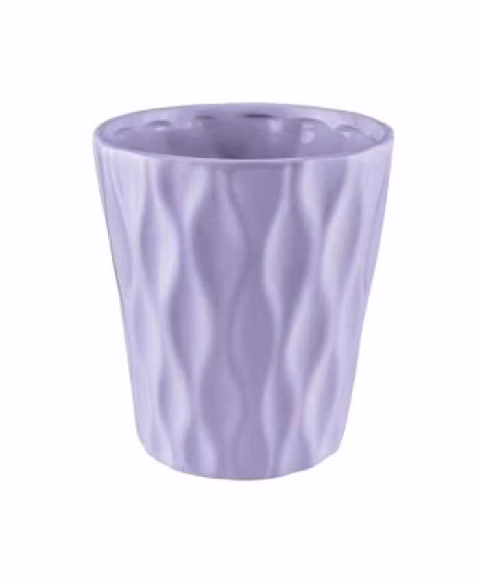 Vasi per orchidee ceramica lilla decoro righe ondulate cm 13 h14 - immagine 2