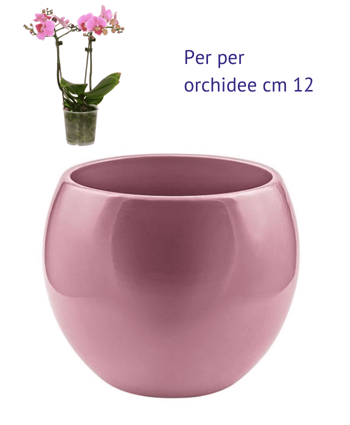 Sfera ceramica con superficie liscia per piante vaso 12 cm colore rosa