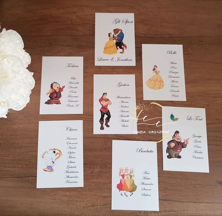 cartellini tableaux nozze la bella e la bestia - immagine 4