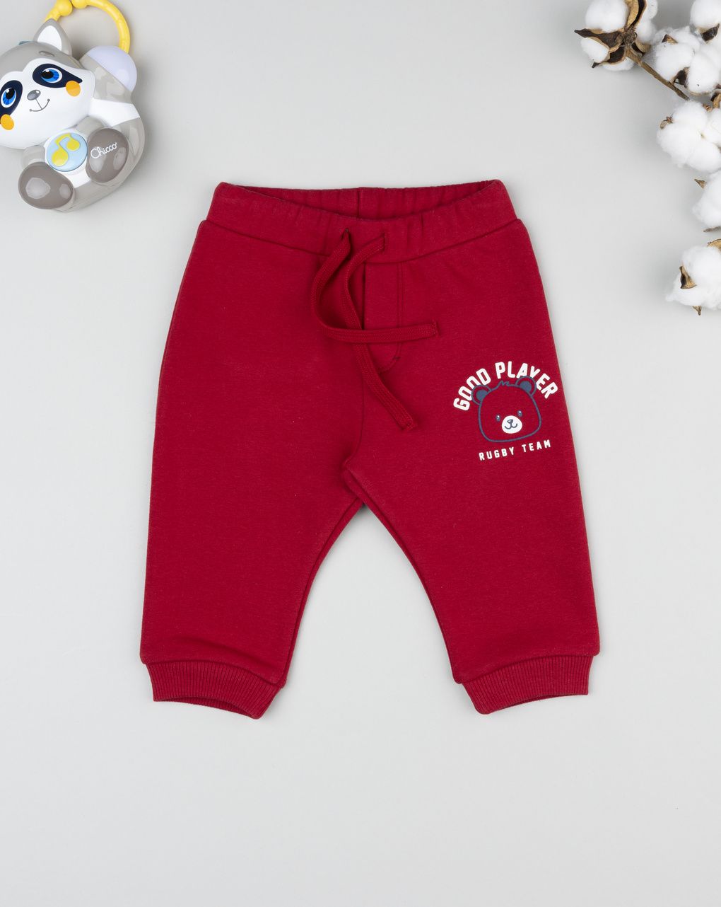 Pantalone bimbo bordeaux con stampa - immagine 2