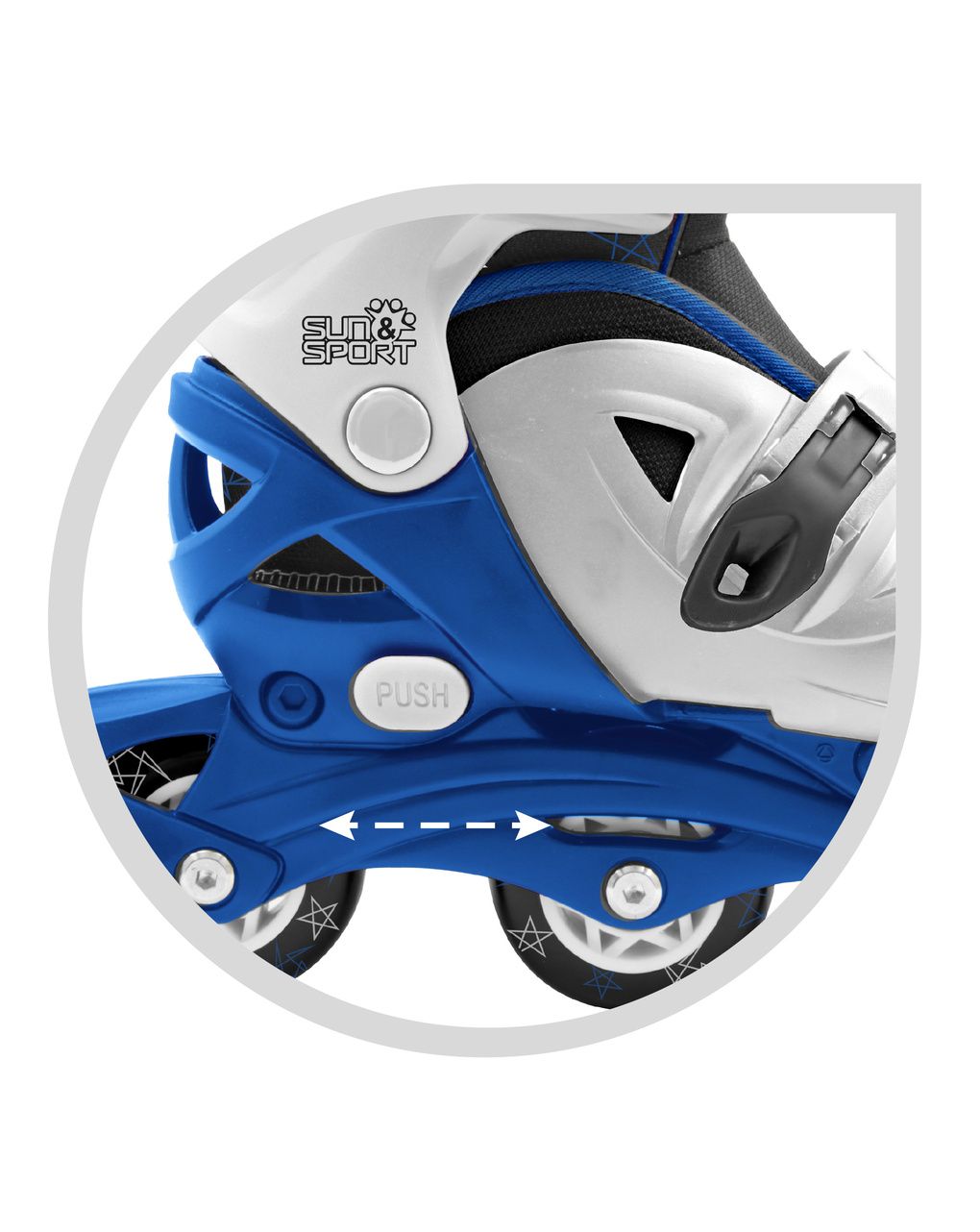 Pattini in linea 4 ruote blu- taglia 31-35 – sun&sport - immagine 5