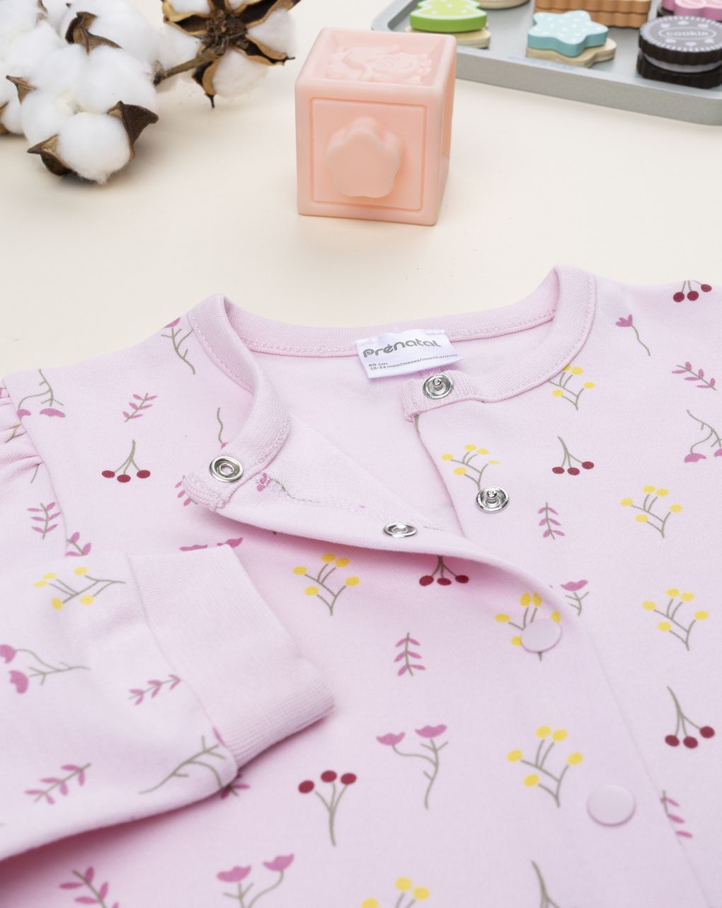 Pigiamone bimba rosa stampa fiorellini - immagine 4