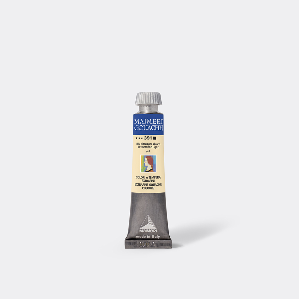 Colore Maimeri Gouache da 20ml – BLU OLTREMARE CHIARO – Cod.391 - immagine 2