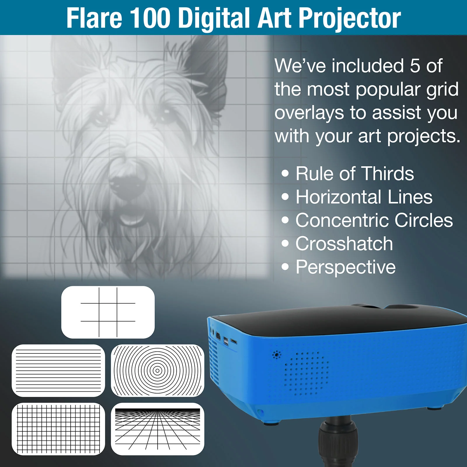 Artograph – Proiettore d’arte digitale Flare 100 con braccio monopiede – 25707 - immagine 6