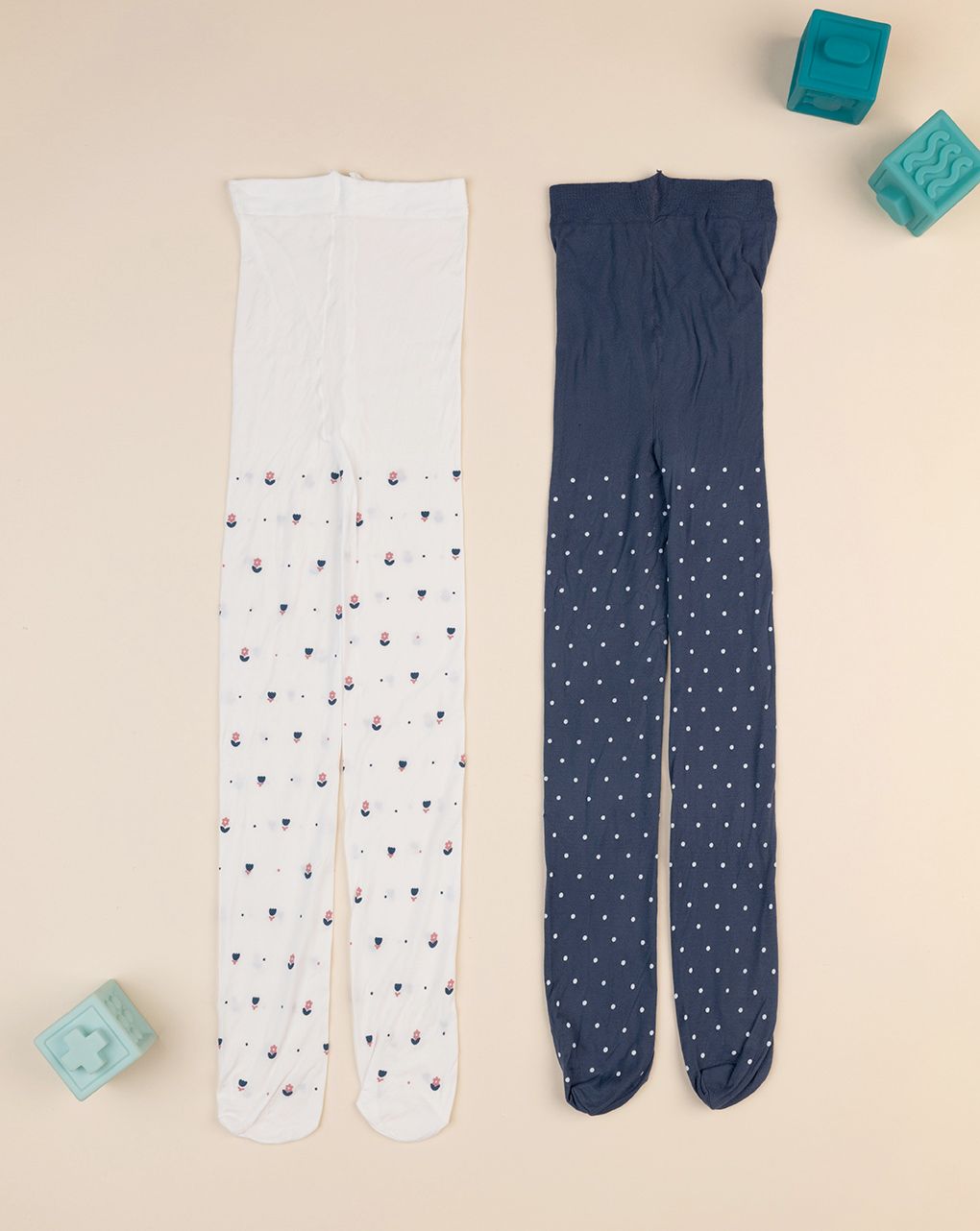 Pack 2 collant bambina “fiori” - immagine 2
