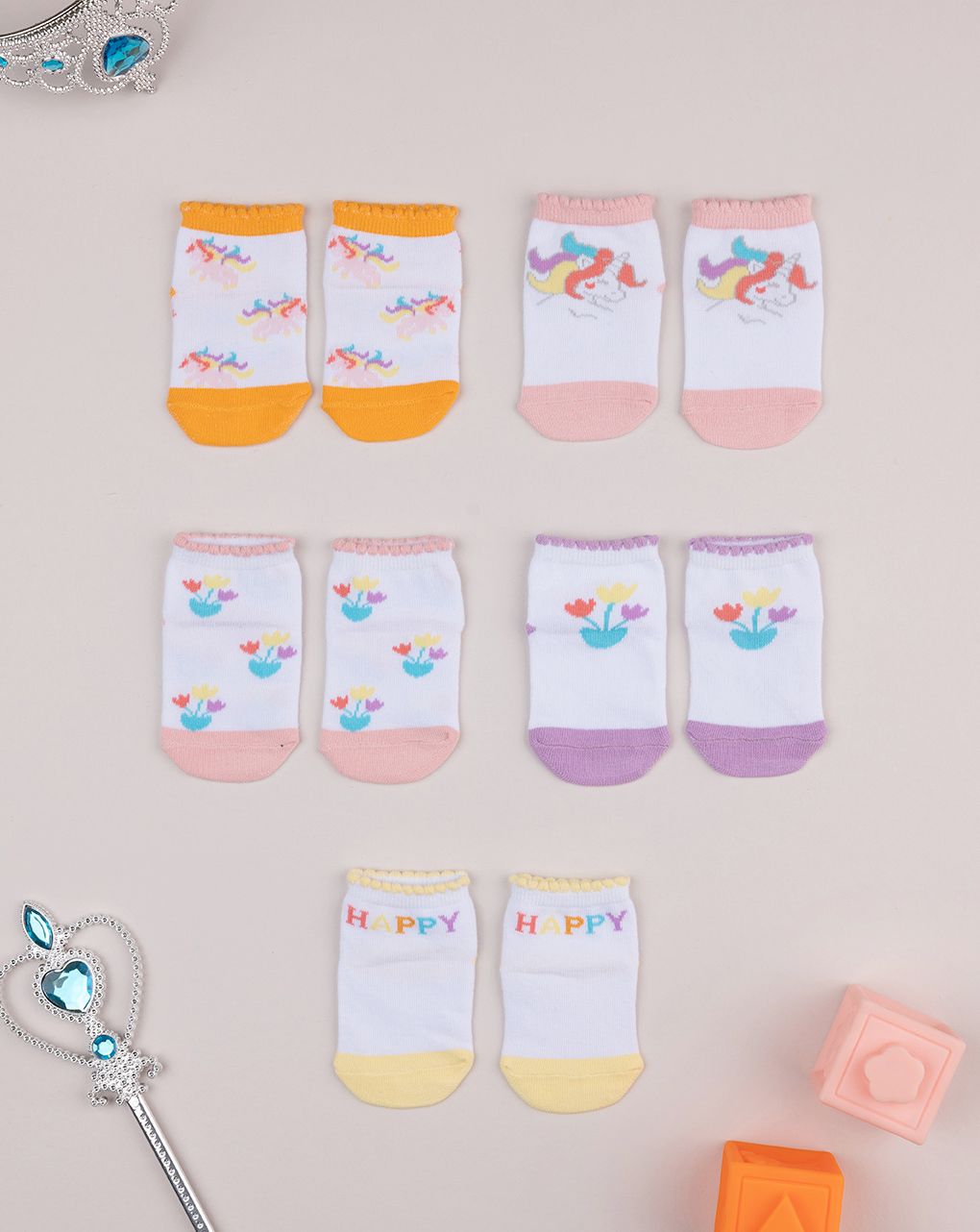 Pack 5 calze corte bimba unicorni - immagine 2