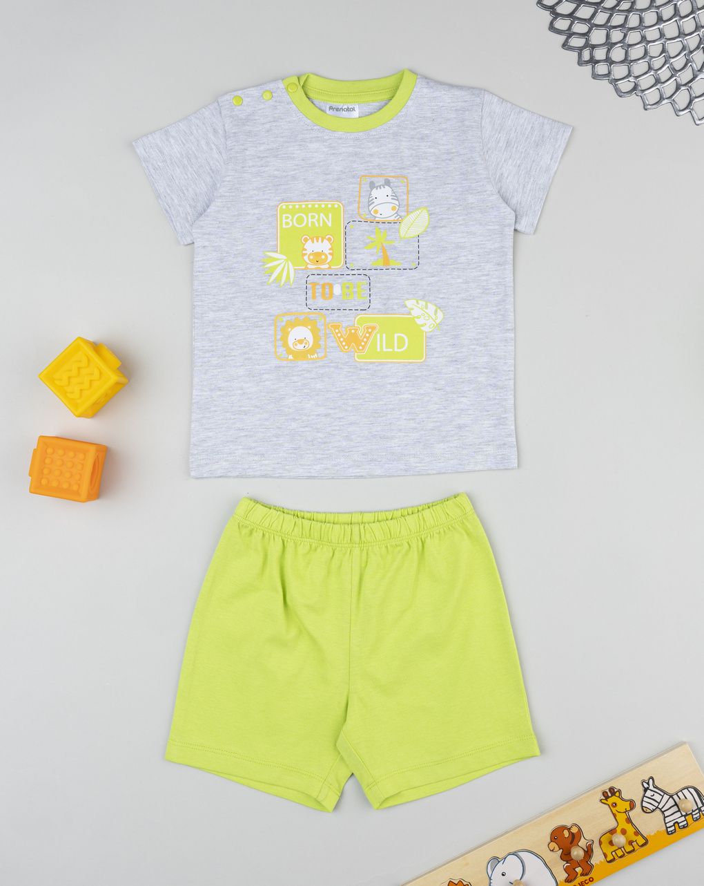 Pigiama bimbo grigio/verde - immagine 2