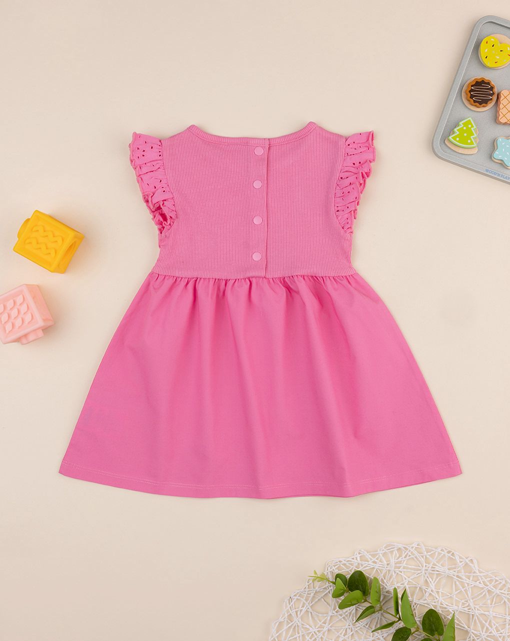 Abito mare bimba rosa con frill - immagine 3