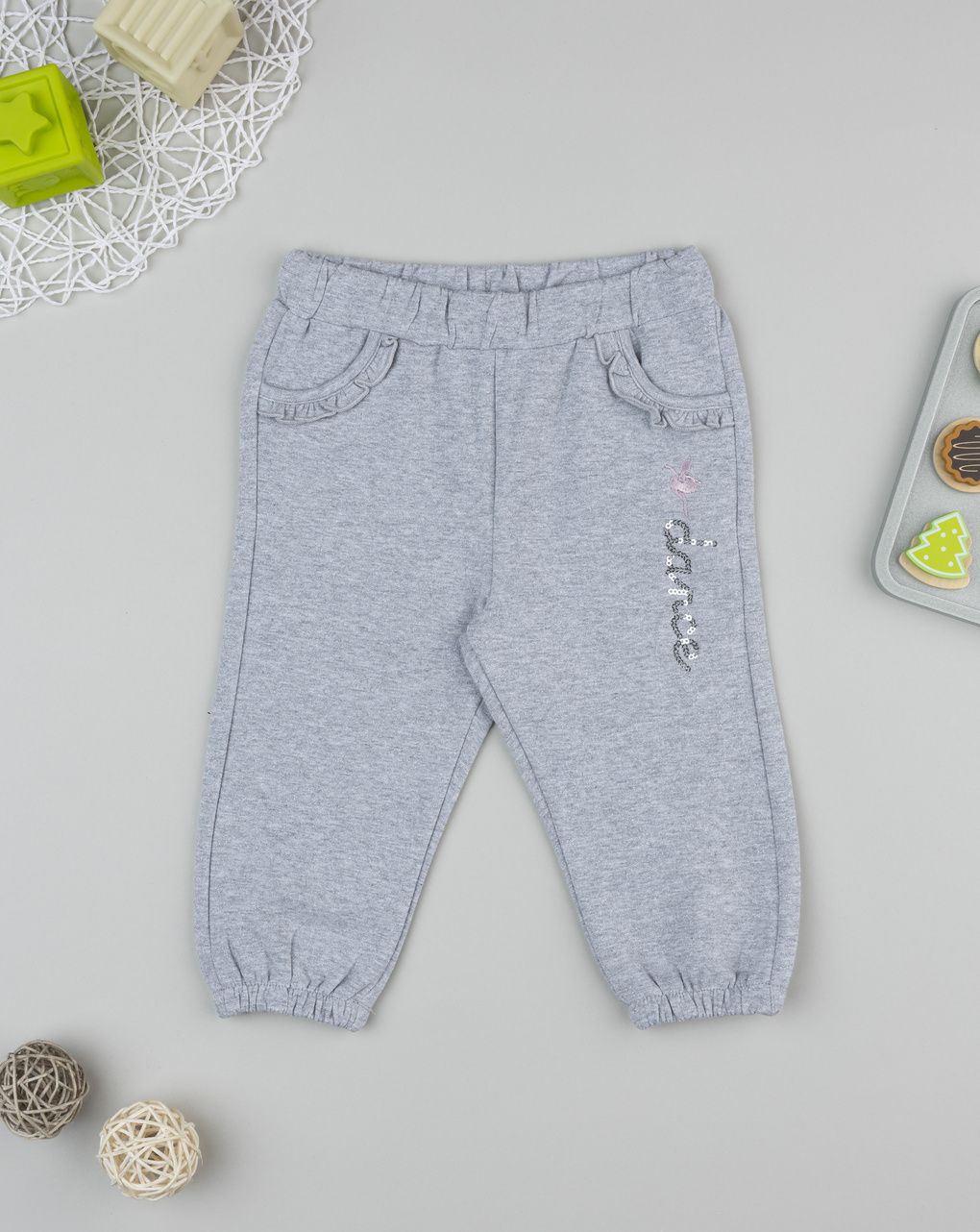Pantalone bimba grigio frill tasche - immagine 2