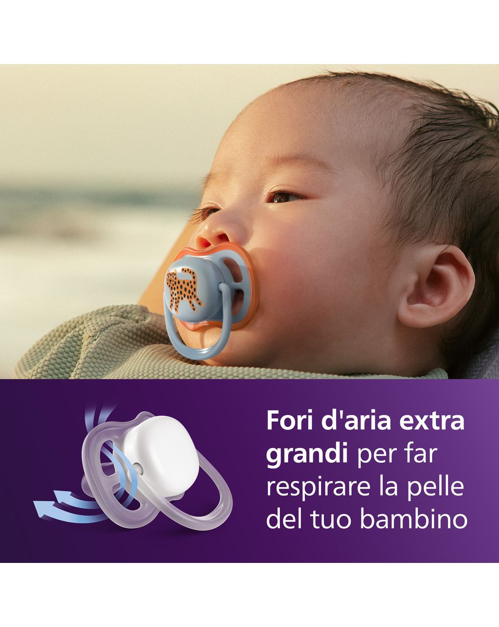 Succhietti ultra air 0-6m foglia e leopardo, a base vegetale – set da 2 ciucci – philips avent - immagine 4