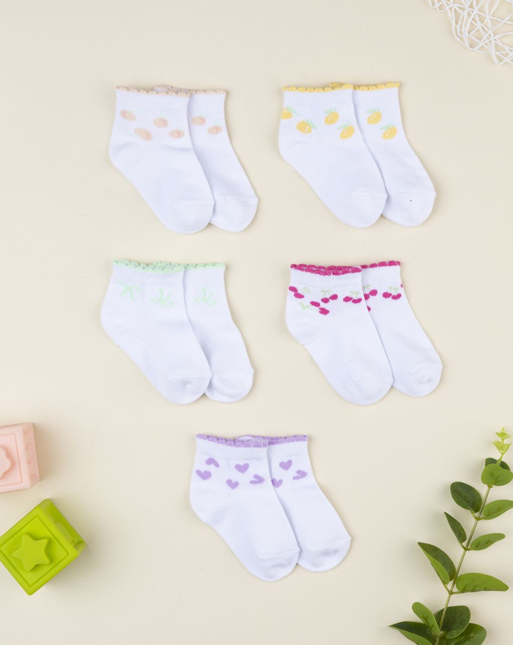 Pack 5 calze corte bimba frutta - immagine 3
