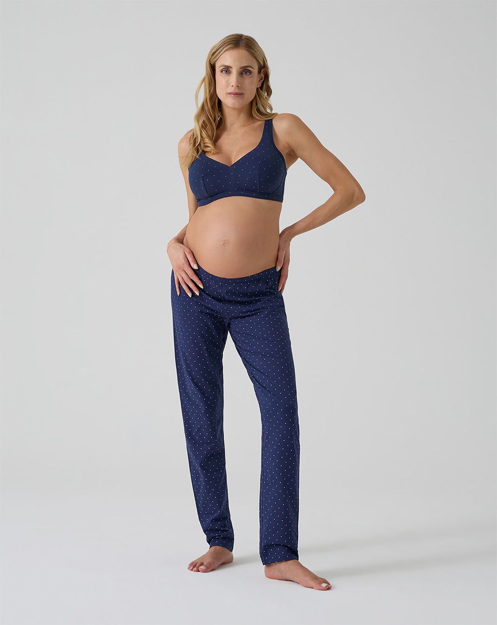 Reggiseno gravidanza senza ferretto blu con pois - immagine 2