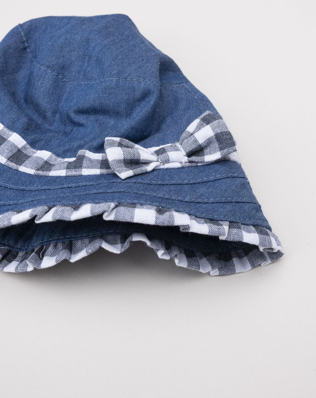 Cappello pescatore bimba fiocco vichy - immagine 4