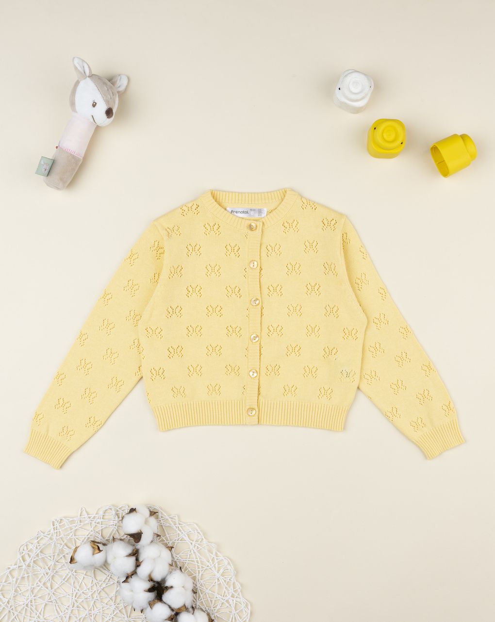 Cardigan giallo bambina traforato - immagine 2