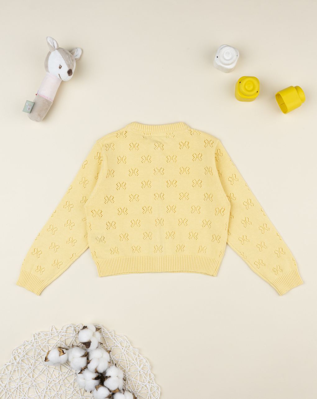 Cardigan giallo bambina traforato - immagine 3