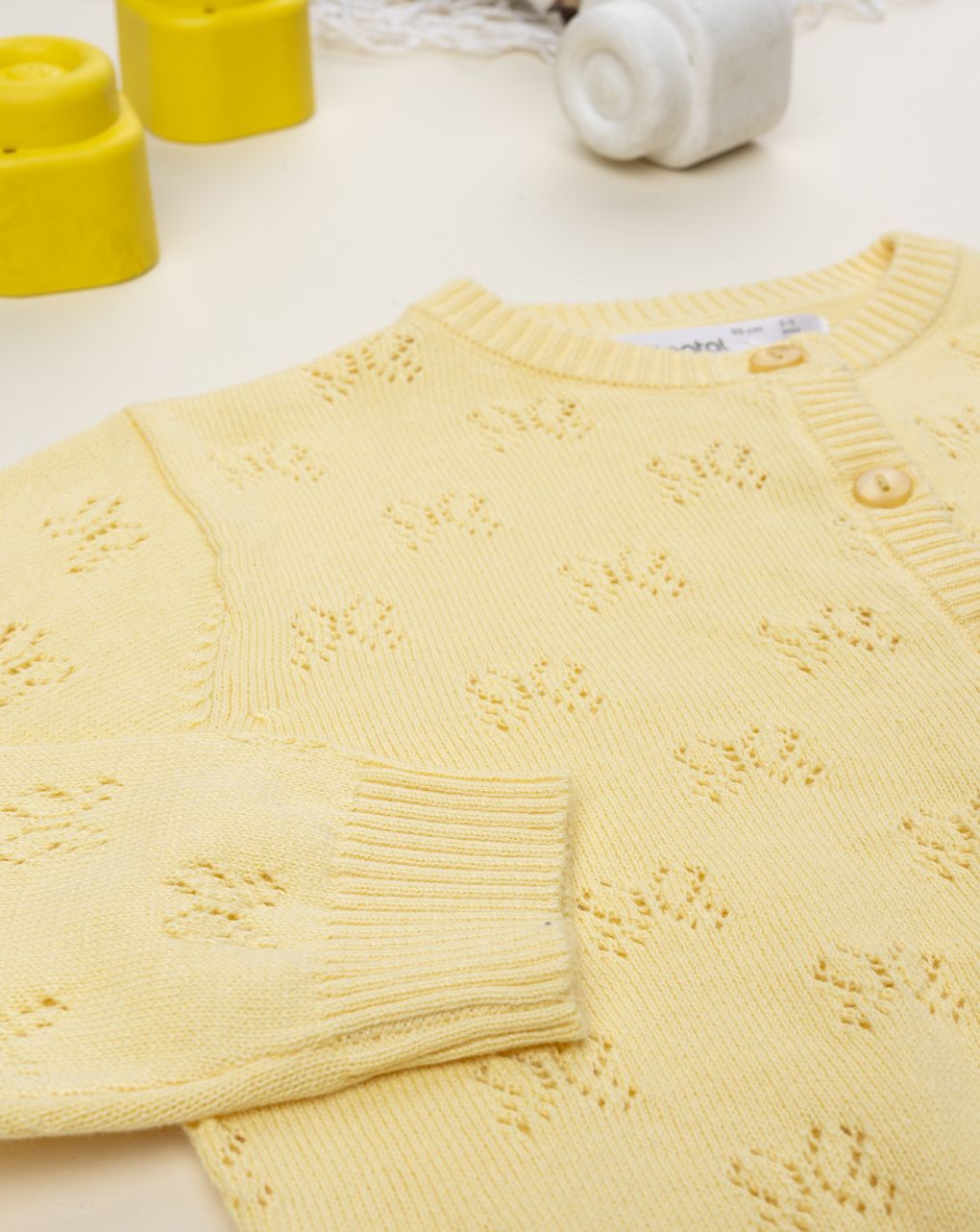 Cardigan giallo bambina traforato - immagine 5