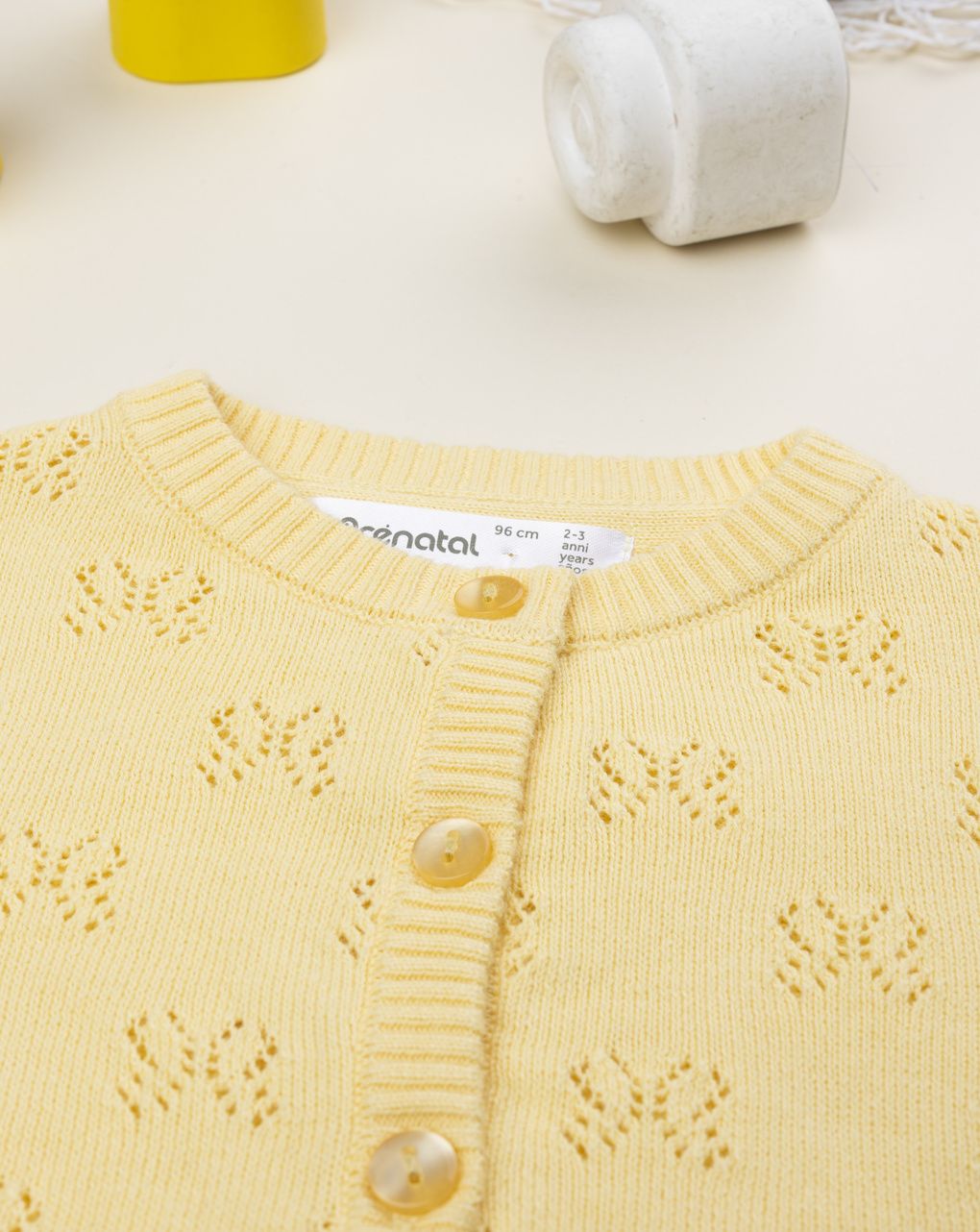 Cardigan giallo bambina traforato - immagine 4