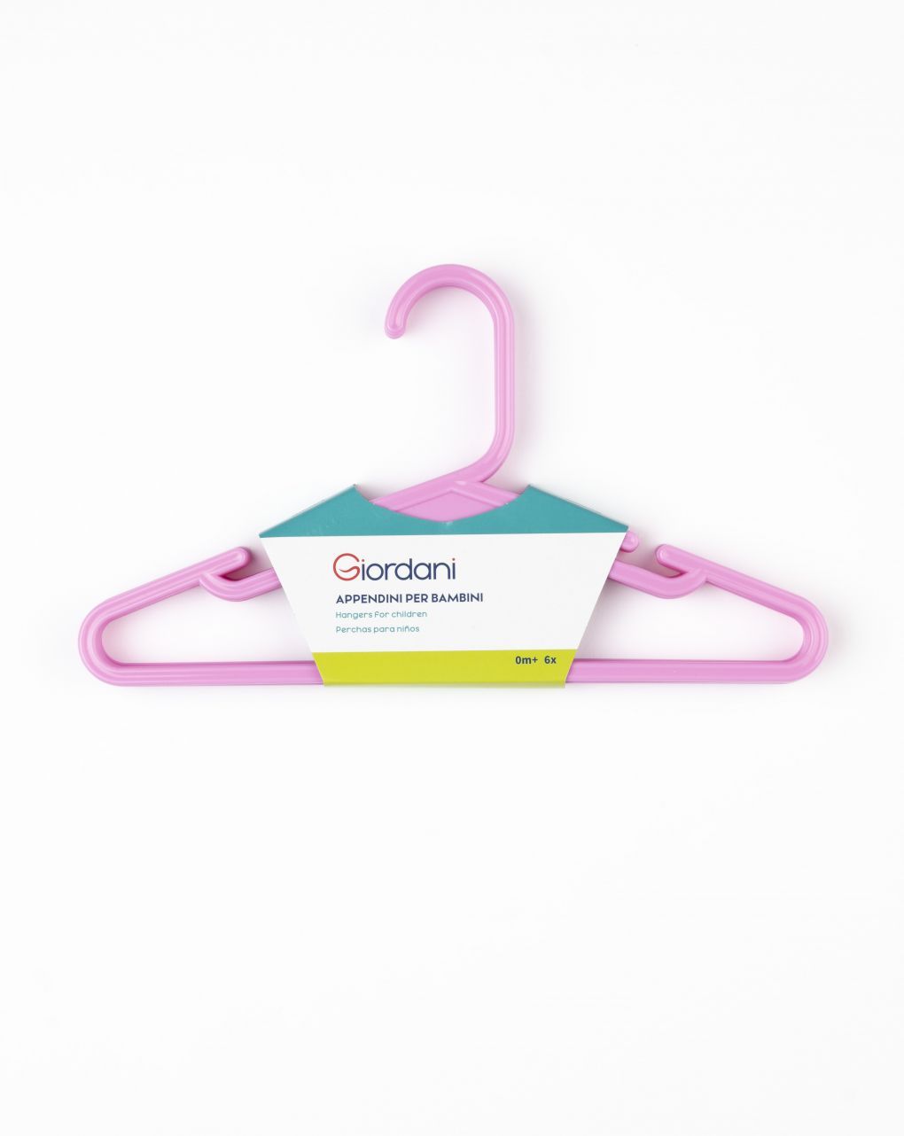 Appendiabiti per bambini in plastica rosa 6 pezzi – giordani - immagine 2