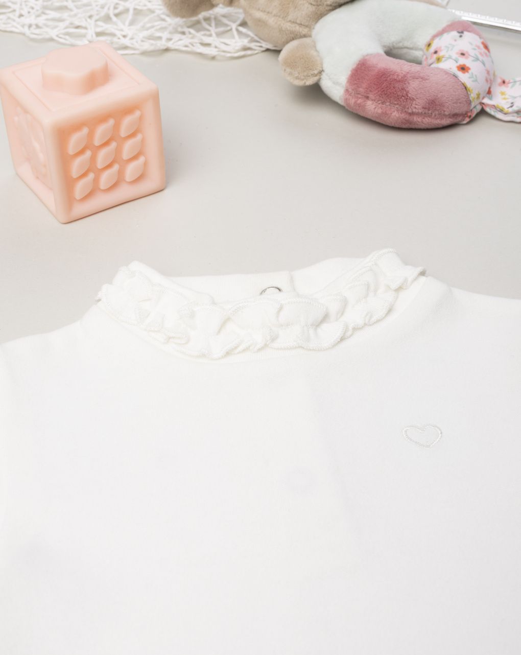 Body bimba bianco frill al collo - immagine 4