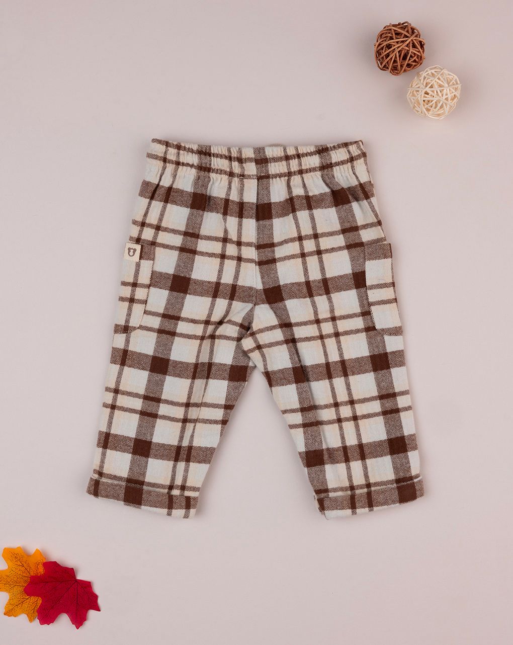 Pantalone bimbo bianco/marrone - immagine 3