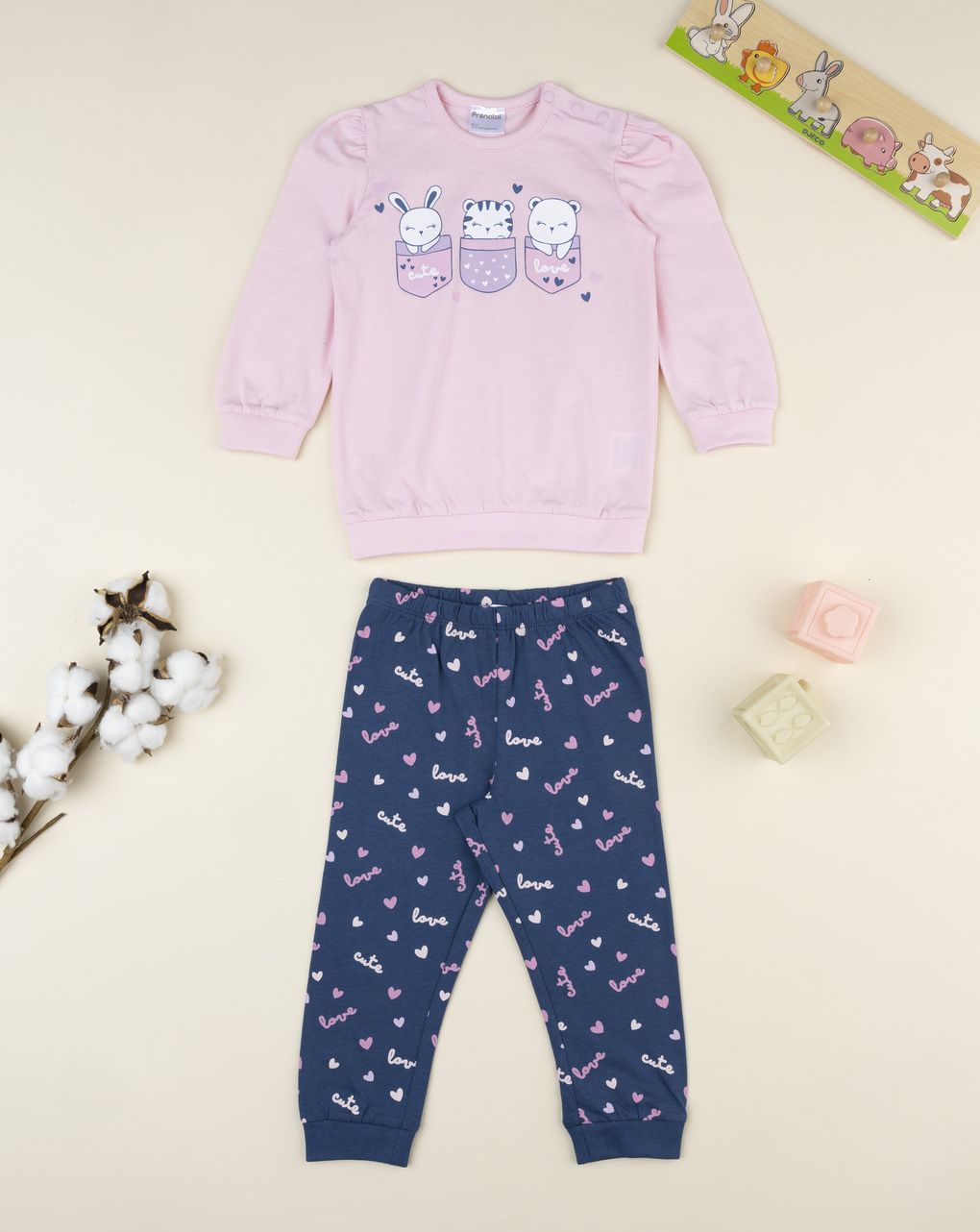 Pigiama 2 pezzi bimba rosa/blu - immagine 2