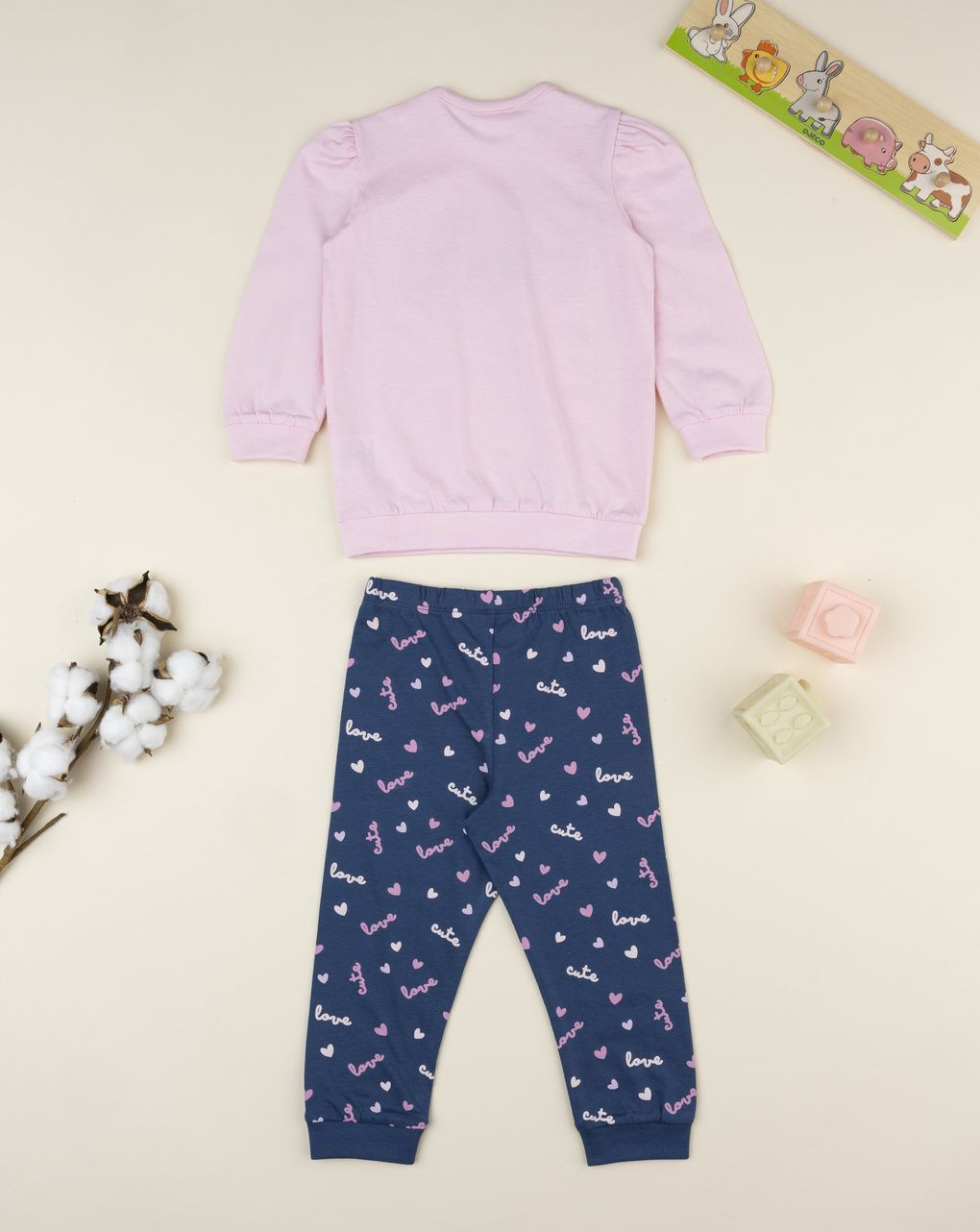 Pigiama 2 pezzi bimba rosa/blu - immagine 3