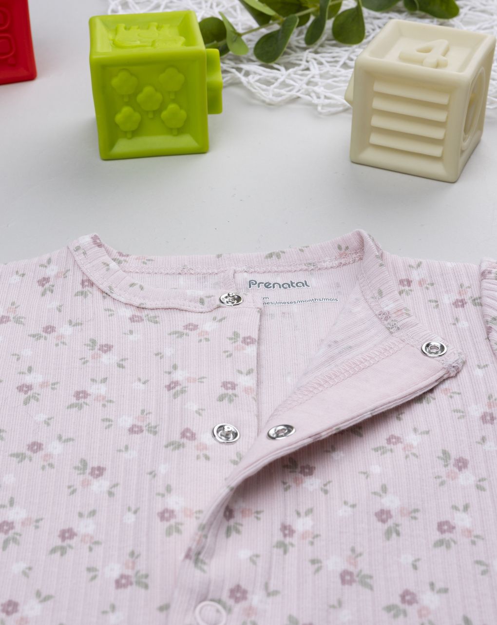 Tutina bimba rosa rib fiorellini allover - immagine 4