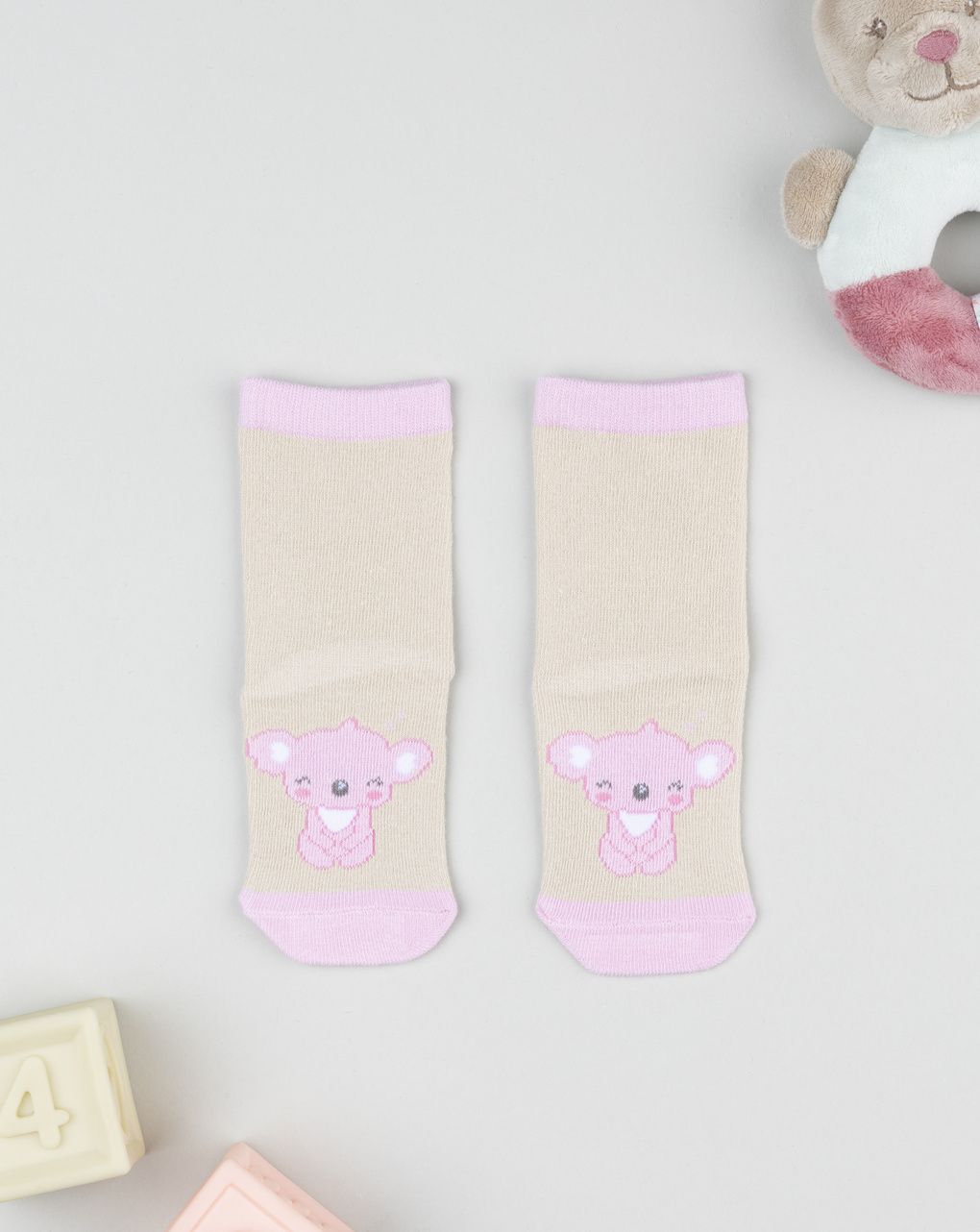 Antiscivolo bimba beige/rosa koala - immagine 2
