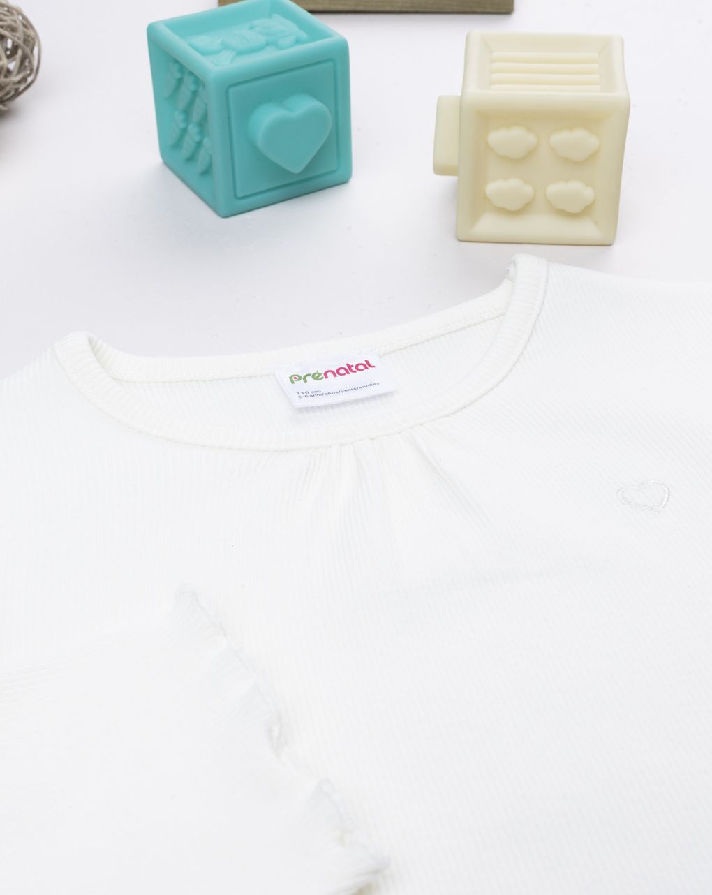 T-shirt manica lunga costina bambina bianca - immagine 4