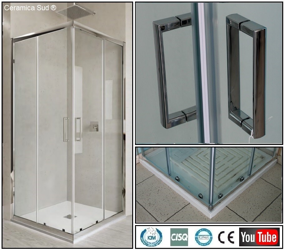 Box doccia angolare con tolleranza 66, 67, 68 x 113, 114, 115 cm. cristallo certificato - immagine 2