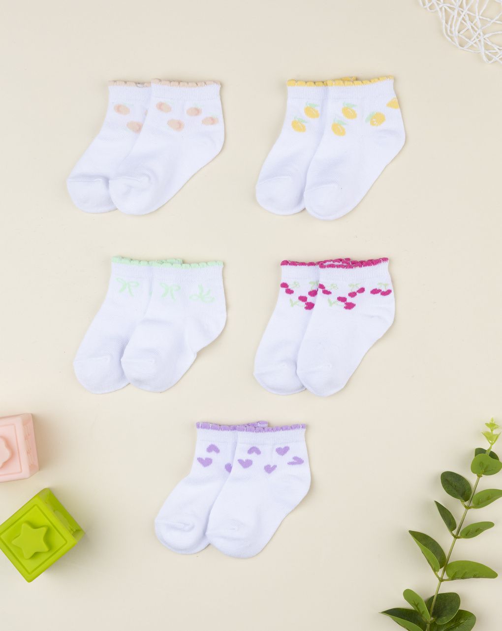 Pack 5 calze corte bimba frutta - immagine 2
