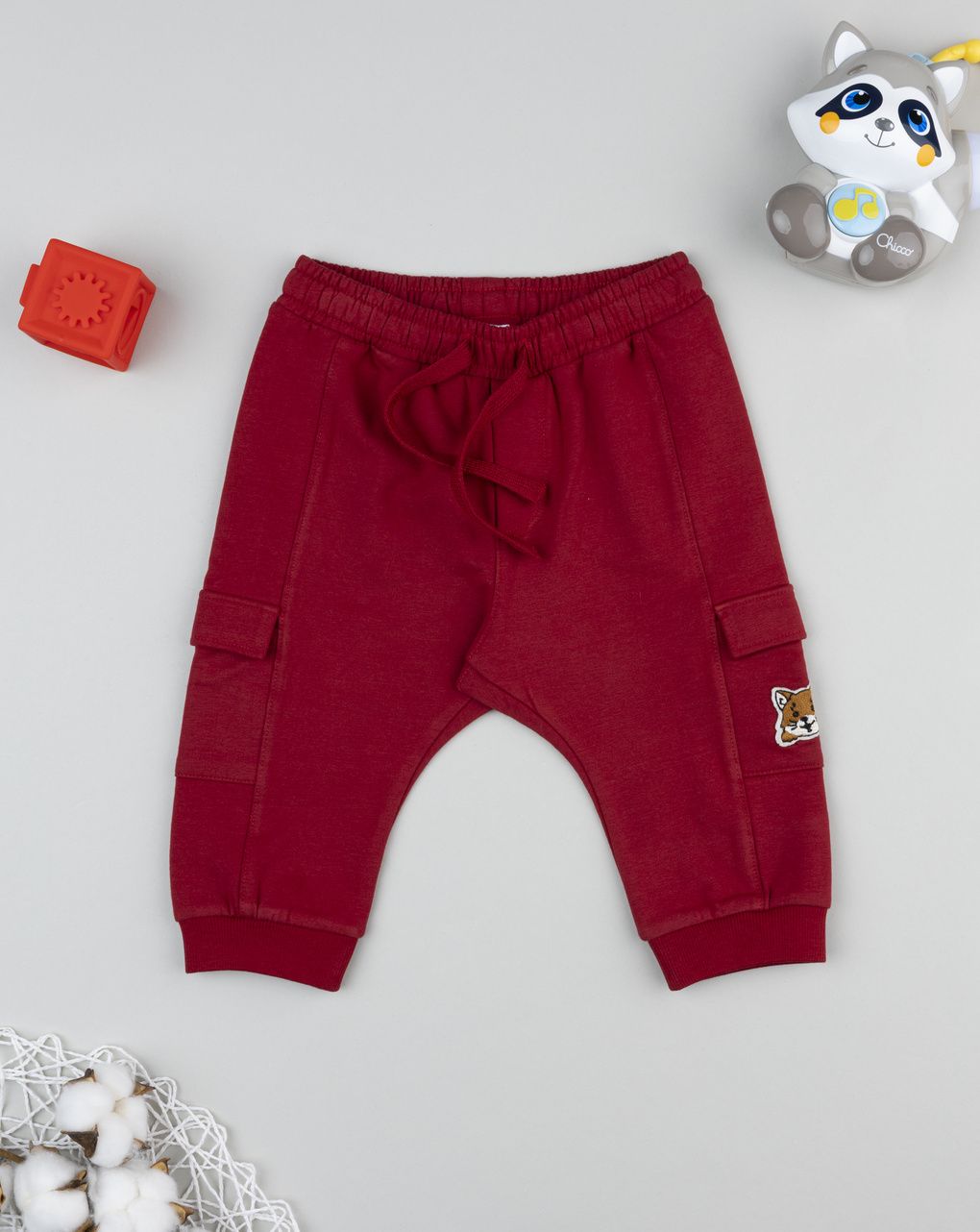 Pantalone felpato bimbo bordeaux - immagine 2