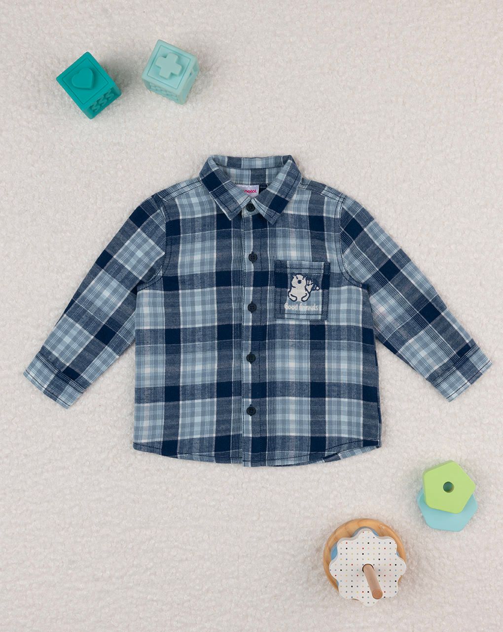 Camicia flanella bimbo blu - immagine 2