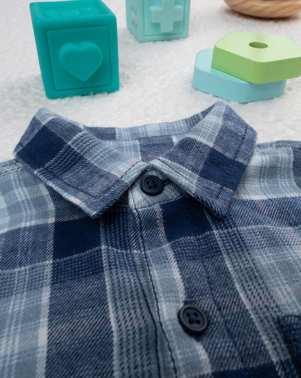Camicia flanella bimbo blu - immagine 4
