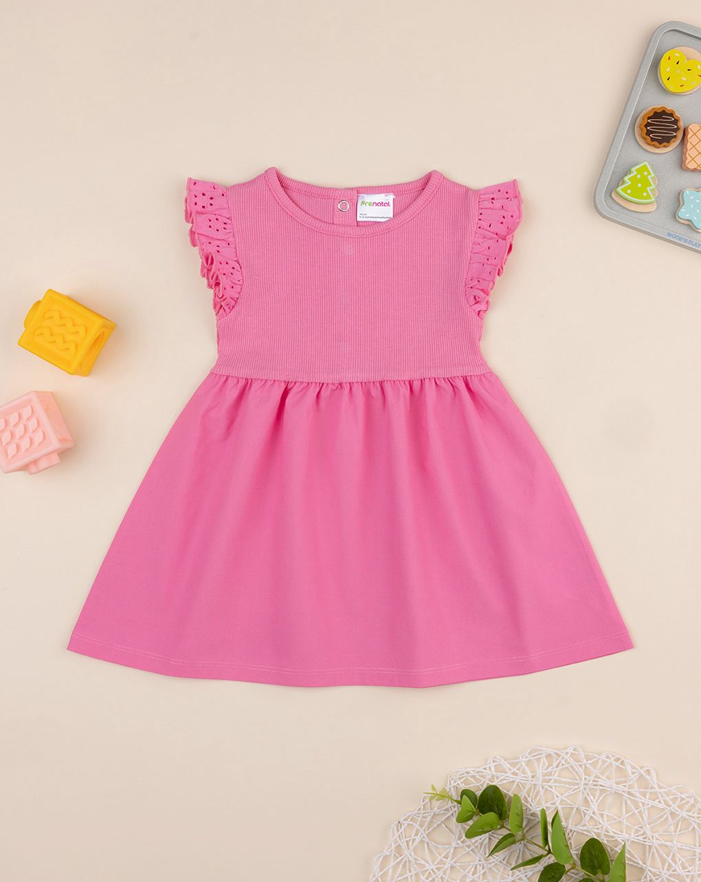 Abito mare bimba rosa con frill - immagine 2