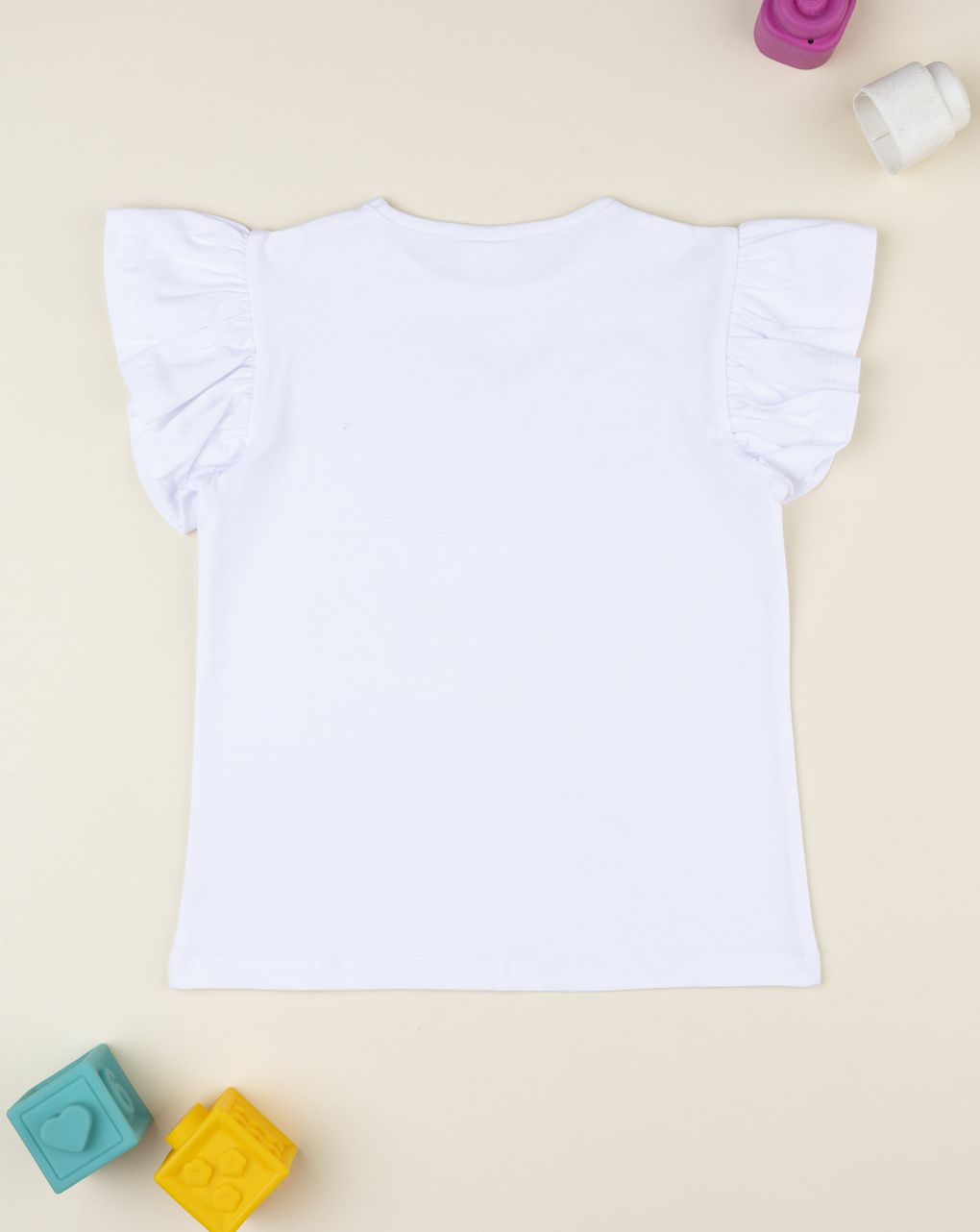 T-shirt bambina bianca ricamo farfalla - immagine 3