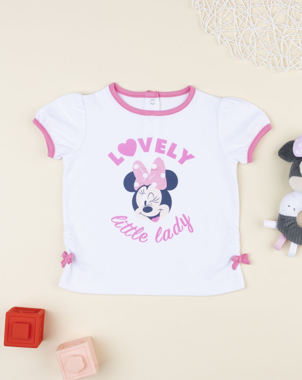 T-shirt bimba bianca minnie rosa - immagine 2