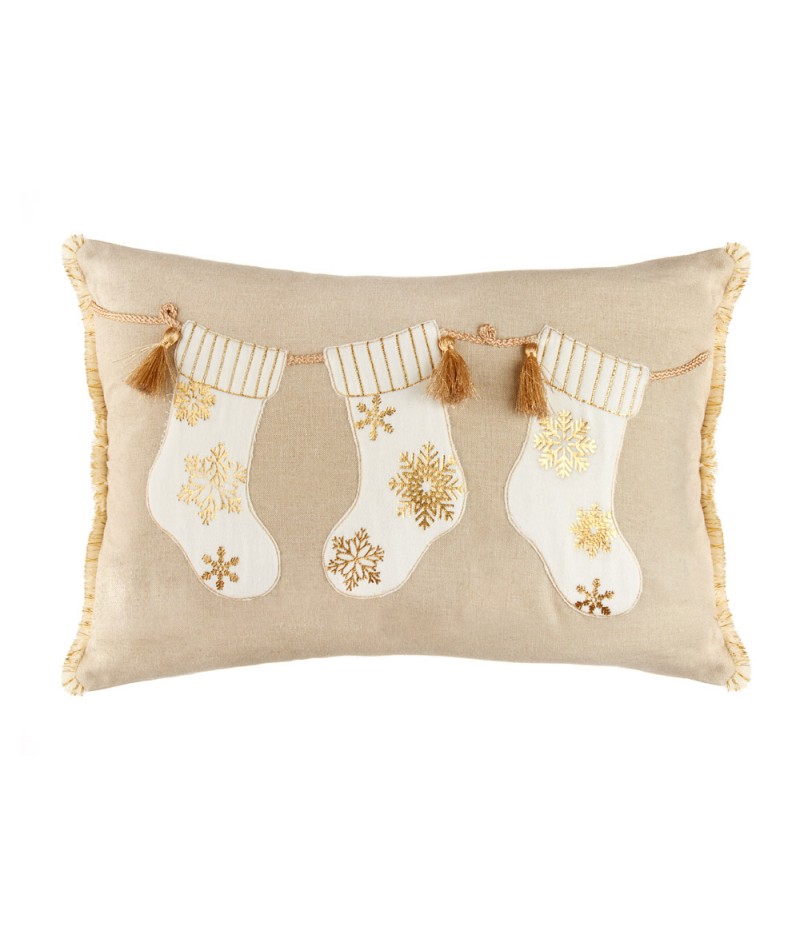 L’Oca Nera Cuscino Calze Ecrù Quadrato Natale linea Sogni Soffici 30 x 45 cm - immagine 2