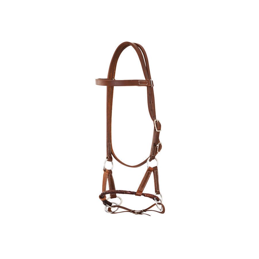 SIDE PULL POOL’S IN CUOIO HARNESS CON CAVEZZINA IN CUOIO INTRECCIATO TONDO, SENZA MORSO POOL’S. LK1051 UMBRIA EQUITAZIONE - immagine 2
